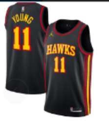 20/21 New Men Atlanta Hawks Young 11 black basketball jersey