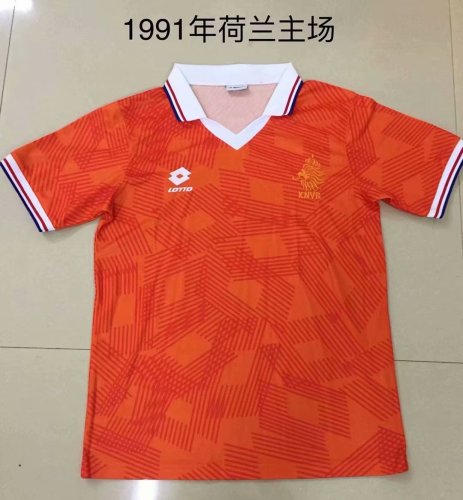 Retro Adult Thai version 1991 Netherlands home orange soccer jersey football shirt