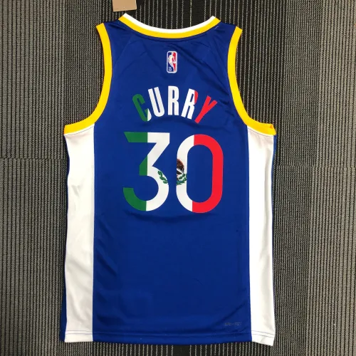 The 75th anniversary Golden State Warriors blue 30 Curry basketball jersey