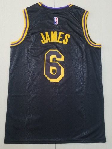 20/21 New Men Los Angeles Lakers James 6 black basketball jersey