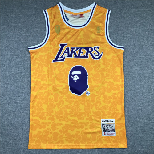 Adult Los Angeles Lakers Ease monkey Kobe Bryant yellow basketball jersey 24