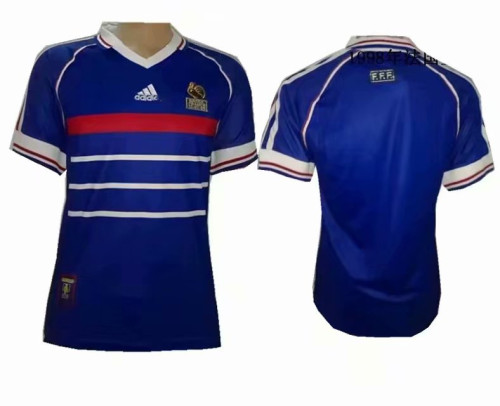 1998 Adult Thai version French blue retro soccer jersey football shirt
