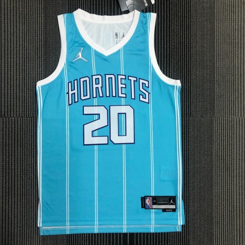 The 75th anniversary Charlotte Hornets 20 Hayward blue basketball jersey