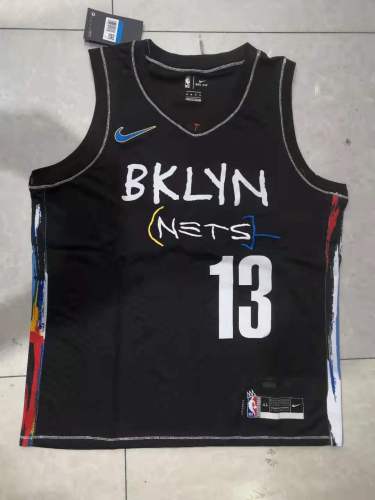 20/21 New Men Brooklyn Nets Harden 13 black city edition basketball jersey shirt L018#