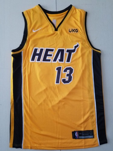 20/21 New Men Miami Heat Adebayo 13 yellow reward version basketball jersey shirt