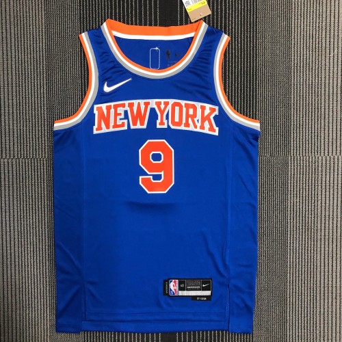 The 75th anniversary New York Knicks 9 Barrett blue basketball jersey