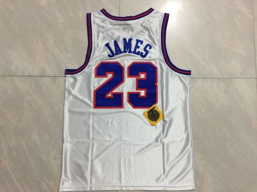 Men Lakers Slam Dunk James Mercerized cotton white  basketball jersey 23