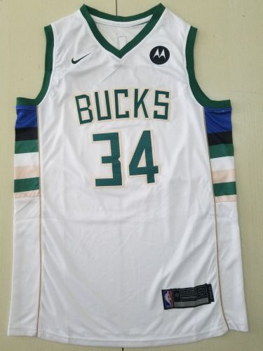 20/21 New Adult Bucks Andorkounbo 34 white basketball jersey shirt