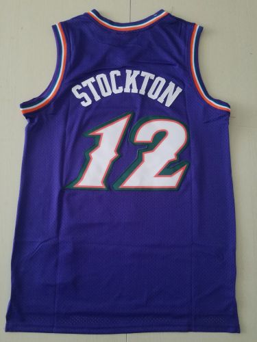20/21 New Men Jazz Stockton 12 purple basketball jersey