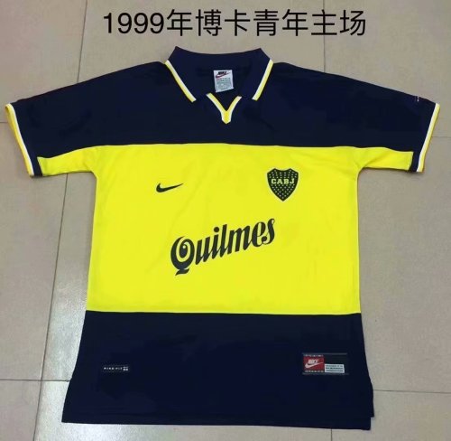 99 Adult Boca home yellow retro soccer jersey football shirt