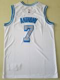 20/21 New Men Los Angeles Lakers Anthony 7 white city edition basketball jersey