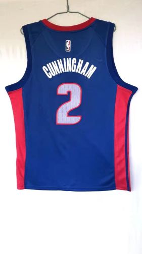 20/21 New Men Detroit Pistons Cunningham 2 red blue city version basketball jersey shirt