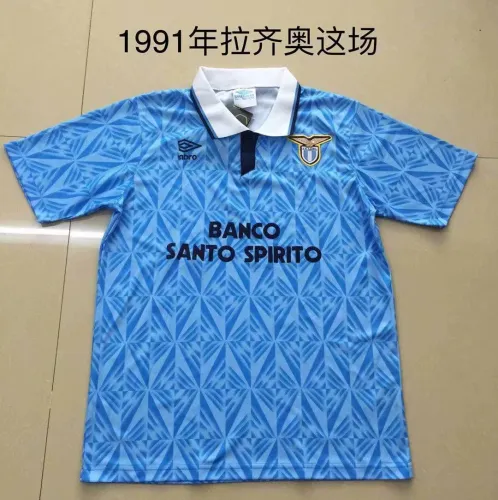 Retro  Adult Thai version 1991 Lazio home blue soccer jersey football shirt