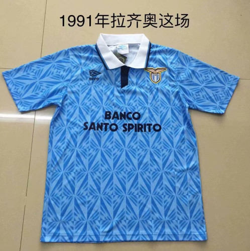 Retro  Adult Thai version 1991 Lazio home blue soccer jersey football shirt