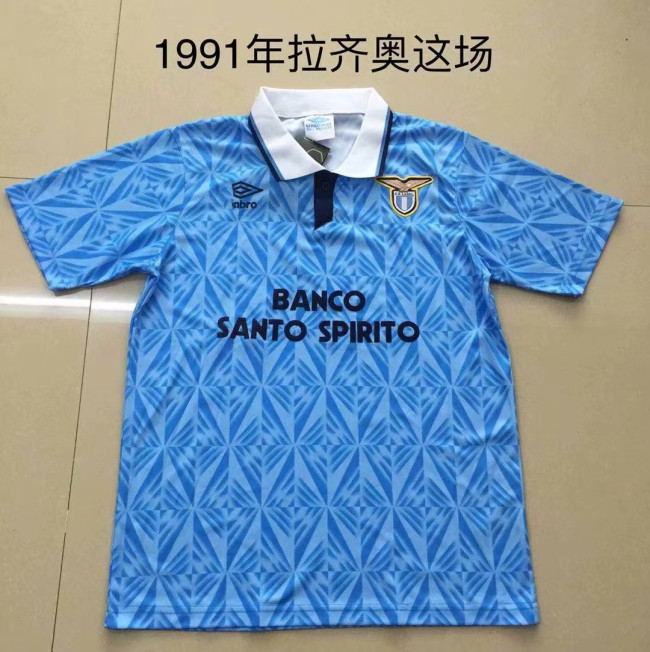 Retro  Adult Thai version 1991 Lazio home blue soccer jersey football shirt
