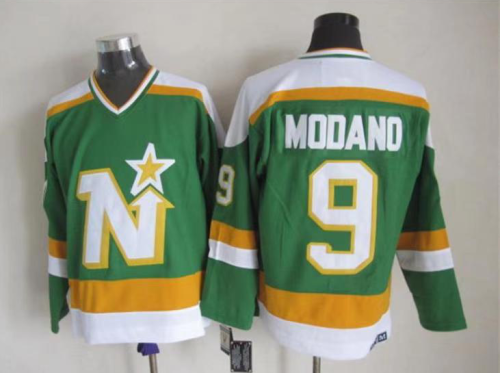 Men Modano 9 green NHL retro jersey