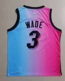 20/21 New Men Miami Heat Wade 3 pink with blue basketball jersey L007#