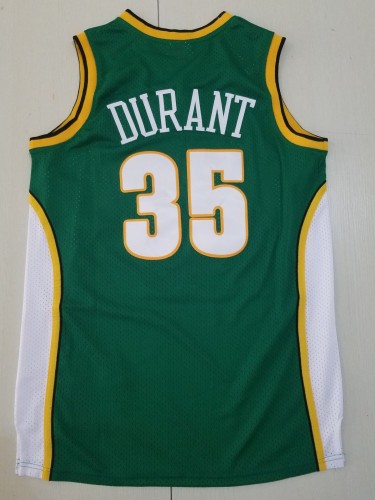Retro Men Oklahoma City Thunder Durant 35 green basketball jersey shirt