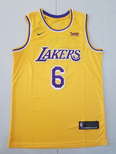 20/21 New Men Los Angeles Lakers James 6 yellow basketball jersey