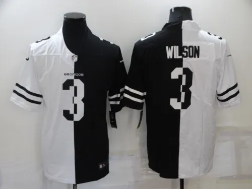 22 Men‘s Broncos half version black and white Wilson 3 basketball jersey