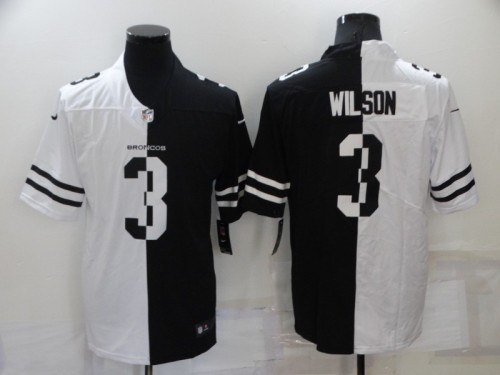 22 Men‘s Broncos half version black and white Wilson 3 basketball jersey