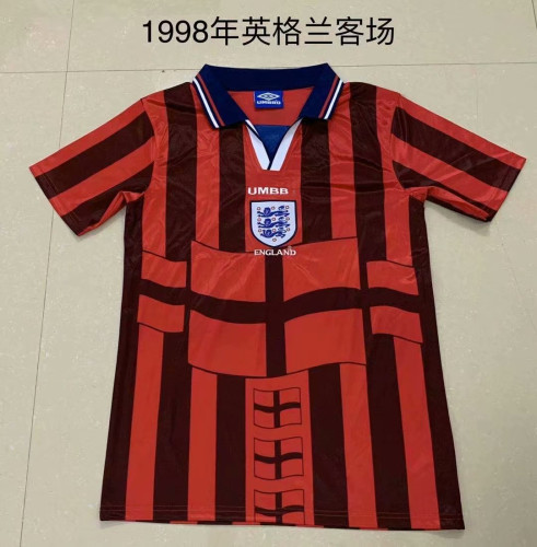 1998 Adult Thai version England away red retro soccer jersey football shirt
