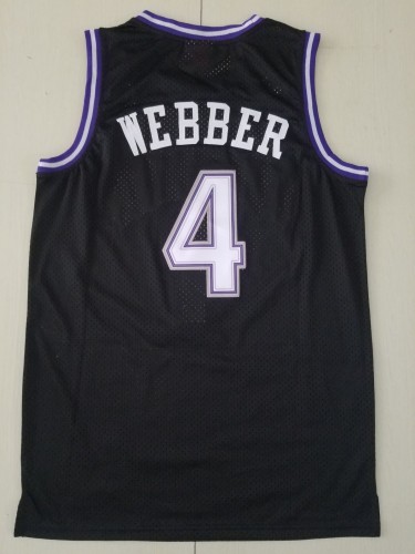 Retro Men Sacramento Kings Webber 4 black basketball jersey
