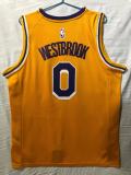 20/21 New Men Los Angeles Lakers Westbrook 0 yellow basketball jersey