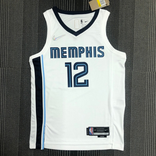 The 75th anniversary Memphis Grizzlies white 12 Morant basketball jersey