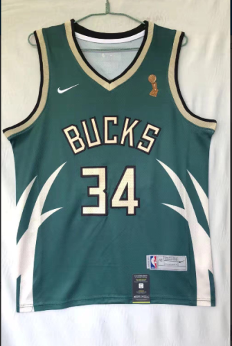 20/21 New Adult Milwaukee Bucks Antetokounmpo 34 green champion edition basketball shirt
