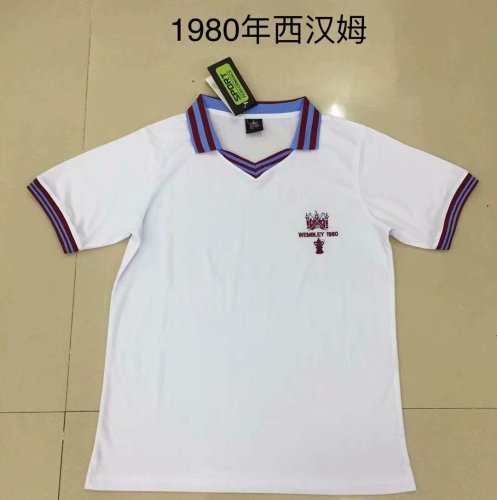 Retro Adult Thai version 1980 West ham white soccer jersey football shirt