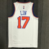 The 75th anniversary New York Knicks 17 Lin white basketball jersey