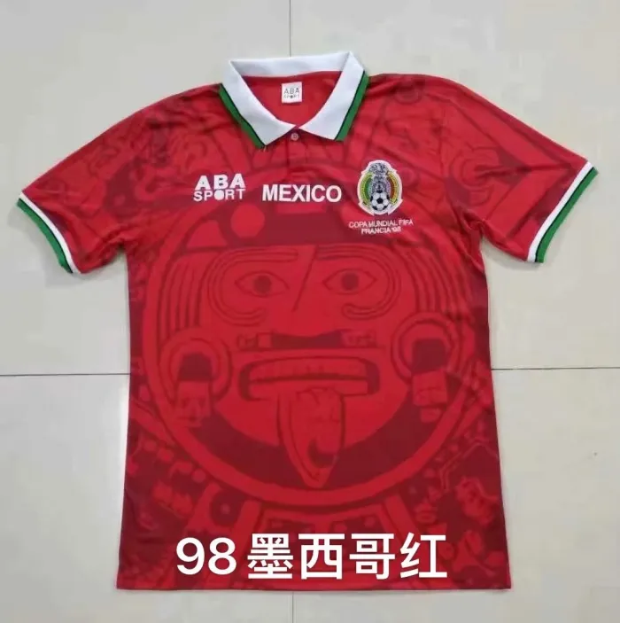 Retro 98 Mexican red soccer jersey football shirt