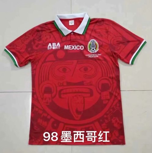 Retro 98 Mexican red soccer jersey football shirt