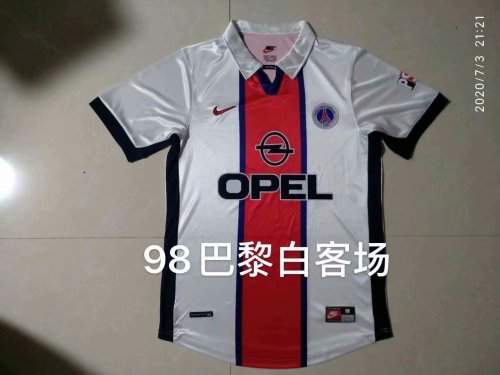 1998 Adult Thai version Paris away white retro soccer jersey football shirt