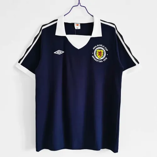 Retro 1978 Scottish home blue soccer jersey football shirt