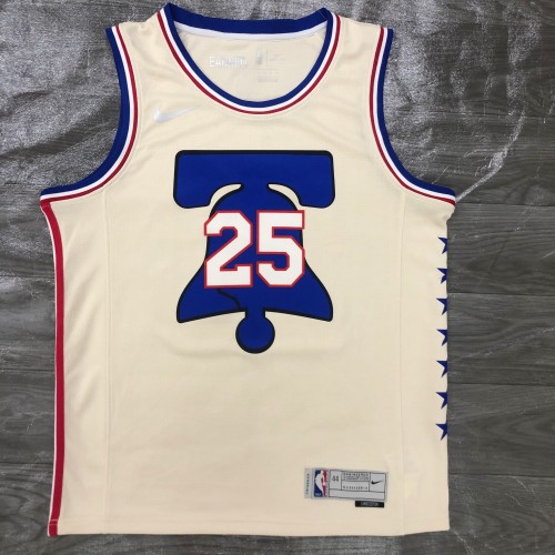 20/21 New Men Philadelphia 76ers Simmons 25 reward version white basketball jersey