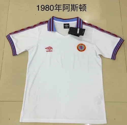 Retro  Adult Thai version 1980 Aston white soccer jersey football shirt