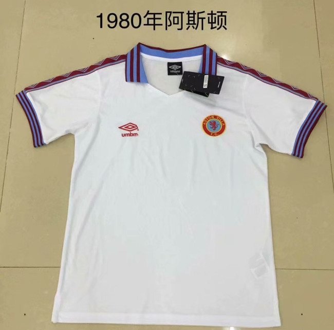 Retro  Adult Thai version 1980 Aston white soccer jersey football shirt