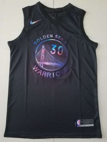 20/21 New Men Golden State Warriors Curry 30 black rainbow basketball jersey