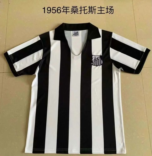 Retro 1956 Santos home black soccer jersey football shirt