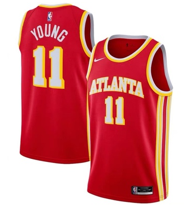 20/21 New Men Atlanta Hawks Young 11 red basketball jersey