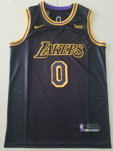 20/21 New Men Los Angeles Lakers Westbrook 0 black city edition basketball jersey