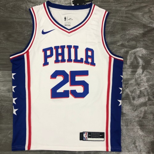 20/21 New Men Philadelphia 76ers Simmons 25 white basketball jersey
