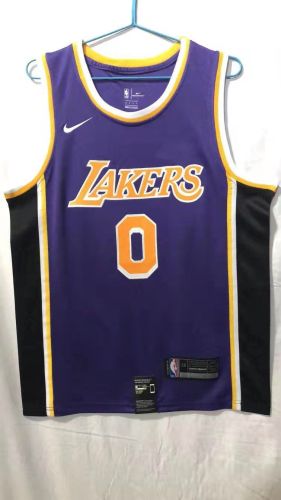 20/21 New Men Los Angeles Lakers Westbrook 0 purple basketball jersey