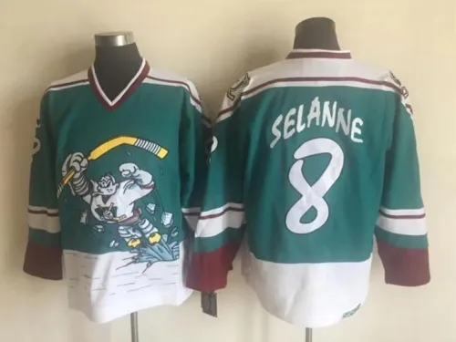 Men SELANNE 8 green NFL retro jersey