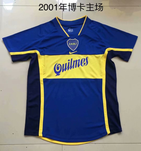 Retro Adult Thai version 2001 Boca juniors home soccer jersey football shirt