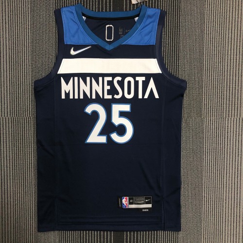 The 75th anniversary Minnesota Timberwolves ROSE 25 Navy blue basketball jersey