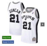 Men San Antonio Spurs Tim Duncan white 21 basketball jersey