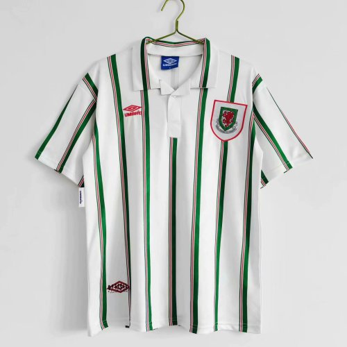 Retro 93-95 Wales away white soccer jersey football shirt